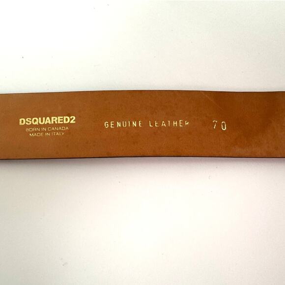 DSQUARED2 NWOT Black Leather Plaque Croc Embossed Belt Size 70 Made in Italy main image 5